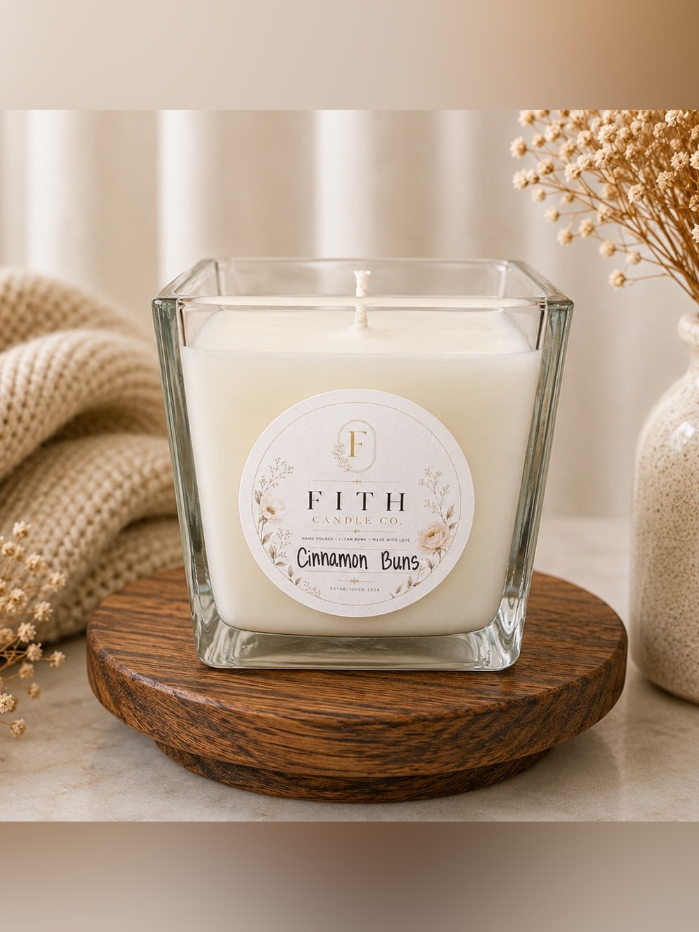 Cinnamon Buns 100% Organic Soy Artisan wax Candle 8 oz